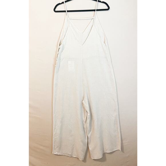 NWT Audrey 3 + 1 Wide Leg cream Romper. Spaghetti straps. Size Small. - Picture 6 of 6